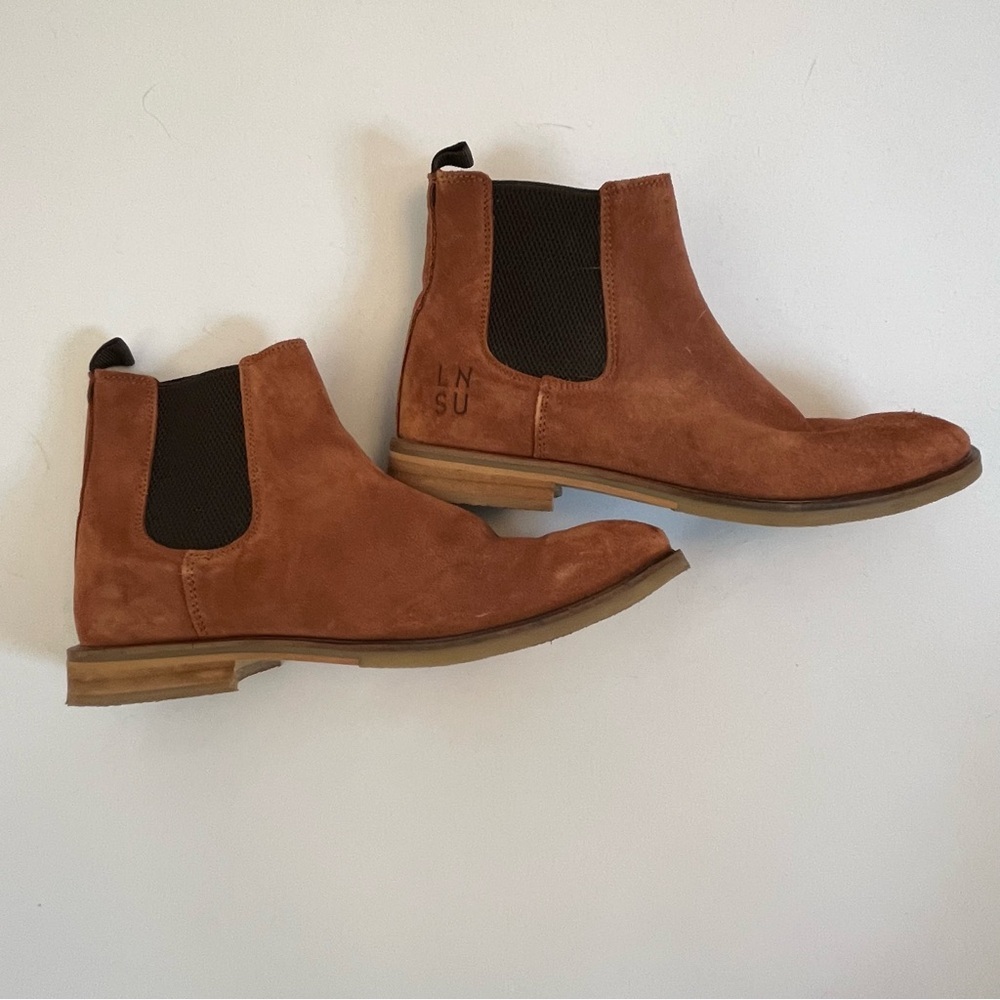 Lavorazione Artigianale Men's Handcrafted Tan Suede Chelsea Boots Size 43
